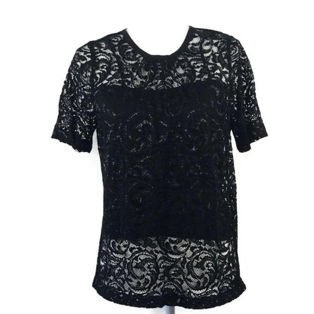 Madewell Black Floral Short Sleeve Top